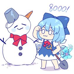 Rule 34 | 1other, 2girls, arm up, barefoot, basket, black dress, blue bow, blue dress, blue hair, blue skin, blush, bow, bowtie, buttons, carrot, chibi, cirno, closed mouth, collar, collared shirt, colored skin, commentary, covered mouth, crossover, dress, english commentary, fish, food, full body, hair between eyes, hands up, hat, highres, ice, ice wings, kaoling, long hair, long sleeves, looking away, looking to the side, mask, multiple girls, puffy short sleeves, puffy sleeves, purple eyes, red bow, red bowtie, red hat, shadow, shirt, short hair, short sleeves, simple background, smile, snowman, solo, standing, star (symbol), star print, tongue, tongue out, touhou, weapon, white background, white dress, white eyes, white hat, white shirt, wings