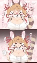Rule 34 | animal costume, animal ear fluff, animal ears, cat ears, cat girl, cat tail, ginzake (mizuumi), highres, kemono friends, kemono friends v project, large-spotted genet (kemono friends), long hair, ribbon, tail, twintails, virtual youtuber