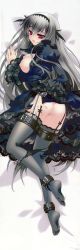 Rule 34 | 1girl, absurdres, ass, bdsm, belt, black panties, black thighhighs, bondage, bound, bound ankles, breasts, carnelian, chain, chained, chained wrists, cuffs, dakimakura (medium), dress, feet, full body, garter straps, grey hair, hairband, handcuffs, highres, huge filesize, large breasts, lolita fashion, lolita hairband, long hair, long image, long sleeves, lowleg, lowleg panties, lucrezia, nipples, no bra, original, panties, panty pull, pussy, red eyes, scan, side-tie panties, sideboob, solo, tall image, thigh strap, thighhighs, uncensored, underwear