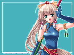 Rule 34 | ahoge, china dress, chinese clothes, dress, elbow gloves, gloves, makita yoshiharu, solo, staff