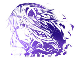Rule 34 | 1girl, absurdres, choujigen game neptune, commentary request, from side, hair ornament, highres, long hair, looking at viewer, monochrome, neptune (series), power symbol, power symbol-shaped pupils, purple heart (neptunia), purple theme, shishin (shishintei), solo, symbol-shaped pupils