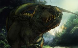 Rule 34 | dinosaur, green theme, meateater, tagme, tyrannosaurus rex