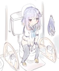 Rule 34 | 1girl, peeing, purple hair, sailor uniform, tagme, toilet, toilet use