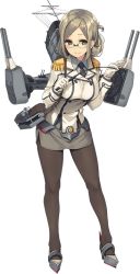 Rule 34 | 10s, 1girl, breasts, folded ponytail, full body, glasses, green eyes, kantai collection, katori (kancolle), legs, looking at viewer, machinery, official art, pantyhose, parsley-f, silver hair, smile, solo, transparent background, turret