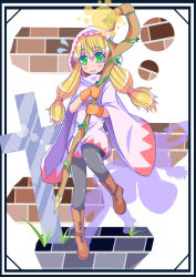 Rule 34 | 1girl, blonde hair, braid, breasts, final fantasy, final fantasy tactics, hood, long hair, robe, sakkin, small breasts, solo, staff, twin braids, twintails, weapon, white background, white mage, white mage (fft), white mage (final fantasy)