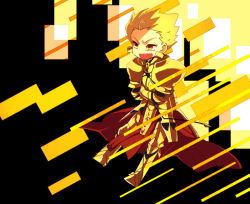 Rule 34 | 1boy, abstract, armor, bad id, bad pixiv id, blonde hair, chibi, crossed arms, earrings, fate/stay night, fate (series), gate of babylon (fate), gilgamesh (fate), jewelry, male focus, red eyes, short hair, solo, toto (rinaria), yellow eyes
