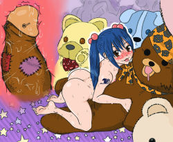 Rule 34 | ahgot, ass, blue hair, cross-section, dimples of venus, fairy tail, nude, pedobear, pussy juice, sex, smile, stuffed animal, stuffed toy, sweat, teddy bear, tongue, wendy marvell
