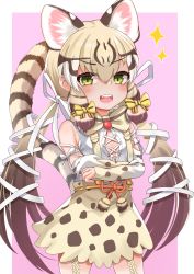 Rule 34 | absurdres, animal costume, animal ear fluff, animal ears, cat ears, cat girl, cat tail, darus5, geoffroy&#039;s cat (kemono friends), highres, kemono friends, kemono friends v project, long hair, simple background, tail, twintails, virtual youtuber