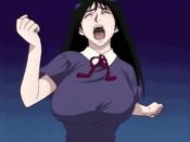 Rule 34 | 00s, 1girl, air master, animated, black hair, bouncing, bouncing breasts, breasts, closed eyes, female focus, huge breasts, long hair, looping animation, nakanotani mina, night, open mouth, outdoors, resized, running, school uniform, short sleeves, sky, solo, third-party edit, uniform, upper body, upscaled, video, video