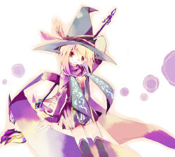 Rule 34 | 1girl, ayuka, blonde hair, fantasy earth zero, fez hat, hat, red eyes, solo, witch hat