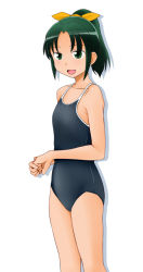 Rule 34 | 10s, 1girl, competition school swimsuit, green eyes, green hair, matching hair/eyes, midorikawa nao, one-piece swimsuit, ponytail, precure, school swimsuit, short hair, smile precure!, solo, swimsuit, tanaka rikimaru