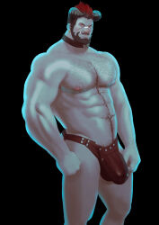 Rule 34 | 1boy, abs, bad id, bad tumblr id, bandaid, bandaid on face, bandaid on nose, bara, beard, black background, black male underwear, brown hair, bulge, chest hair, choker, colored skin, commission, cowboy shot, curled horns, earrings, facial hair, fangs, fangs out, final fantasy, final fantasy xiv, grey skin, hand on own hip, horns, jewelry, large pectorals, looking at viewer, male focus, male pubic hair, male underwear, mature male, multicolored hair, muscular, muscular male, mustache, navel, navel hair, nipple hair, nipples, original, pectorals, pubic hair, pubic hair peek, randombaradude, red eyes, red hair, roegadyn, scar, scar on face, scar on forehead, short hair, simple background, smile, solo, spiked hair, thick beard, two-tone hair, underbite, underwear, underwear only