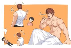 Rule 34 | 00047, 2boys, ?, ??, abs, animal ears, bara, bare pectorals, bare shoulders, bed sheet, blouse, brown hair, bulging eyes, casual, collage, completely nude, cross scar, facial hair, fake animal ears, fate/grand order, fate (series), fujimaru ritsuka (male), goatee, large pectorals, long sideburns, male focus, manly, messy hair, multiple boys, multiple views, muscular, napoleon bonaparte (fate), navel, nipples, nude, pants, pectorals, scar, scar on chest, shirt, short hair, sideburns, sleeveless, sleeveless shirt, spirit, surprised, track pants, translation request, waking up, yawning