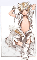 Rule 34 | 1boy, androgynous, animal ears, animal print, bad id, bad pixiv id, boots, cat boy, cat ears, cat tail, highres, male focus, sano toshihide, sketch, solo, tail, tiger ears, tiger print, tiger tail, yellow eyes