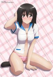 Rule 34 | 10s, 1girl, artist name, ascii media works, breasts, character name, cleavage, copyright name, derivative work, frown, highres, himeragi yukina, self-upload, solo, strike the blood, unfairr, v-shaped eyebrows
