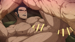 Rule 34 | 2boys, abs, anal, ass, bar censor, bara, beard, black hair, blush, brown eyes, buzz cut, censored, chest hair, completely nude, erection, facial hair, feet out of frame, golden kamuy, highres, kuroshinki, large pectorals, long sideburns, lying, male focus, male penetrated, mature male, multiple boys, muscular, muscular male, navel, nipples, nude, on back, one eye closed, paid reward available, pectorals, penis, scar, scar on arm, scar on chest, sex, short hair, sideburns, solo focus, spread legs, stomach, stubble, sugimoto saichi, tanigaki genjirou, thick eyebrows, thick thighs, thighs, veins, veiny penis, very short hair, yaoi