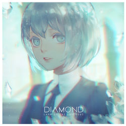 Rule 34 | 1other, androgynous, bad id, bad pixiv id, black necktie, character name, copyright name, diamond (houseki no kuni), echosdoodle, houseki no kuni, looking at viewer, necktie, other focus, short hair, solo