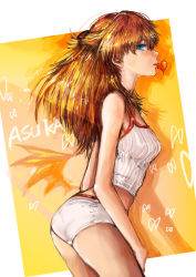 Rule 34 | 00s, 1girl, ass, bad id, bad pixiv id, blue eyes, blush, canking, evangelion: 2.0 you can (not) advance, heart, midriff, neon genesis evangelion, panties, profile, rebuild of evangelion, sketch, solo, souryuu asuka langley, underwear