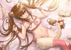 Rule 34 | 1girl, absurdres, animal ears, asymmetrical legwear, bad id, bad pixiv id, bare arms, bare shoulders, bell, between legs, blurry, blush, bra, breasts, brown eyes, brown hair, bubble, cat cutout, cat ears, cat lingerie, cat tail, cleavage, cleavage cutout, clothing cutout, collar, comb, daengdaeng, depth of field, frilled bra, frilled cuffs, frills, girls&#039; frontline, hair ribbon, hair spread out, hands up, highres, jingle bell, kemonomimi mode, knee up, kneehighs, long hair, looking at viewer, lying, meme attire, mismatched legwear, mouse (animal), nail polish, navel, on back, panties, pink nails, pink ribbon, pink socks, pom pom (clothes), red ribbon, ribbon, side-tie panties, sidelocks, small breasts, socks, solo, stomach, tail, tail between legs, tail ornament, tail ribbon, tears, thighhighs, thighs, tongue, tongue out, ump9 (girls&#039; frontline), underwear, very long hair, white bra, wrist cuffs, yarn, yarn ball