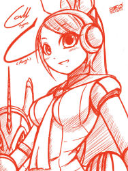Rule 34 | 1girl, breasts, call (mighty no. 9), call c, dated, joints, long hair, mighty no. 9, monochrome, necktie, ponytail, robot, robot ears, robot joints, signature, sketch, solo, zilhouette