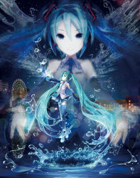 Rule 34 | 1girl, absurdly long hair, aqua eyes, aqua hair, detached sleeves, hair ornament, handheld game console, hatsune miku, headset, highres, ixima, long hair, looking at viewer, miniskirt, musical note, original, playstation vita, project diva, project diva (series), scene, shirt, skirt, sky, sleeveless, sleeveless shirt, smile, solo, star (sky), starry sky, thighhighs, twintails, very long hair, vocaloid, water