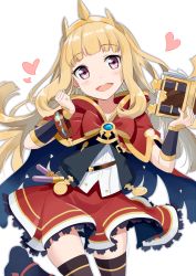 Rule 34 | 10s, 1girl, :d, bad id, bad twitter id, black footwear, black thighhighs, blonde hair, blunt bangs, blush, book, boots, bow, bracelet, bracer, brooch, cagliostro (granblue fantasy), cape, clenched hand, cowboy shot, flat chest, gotyou, granblue fantasy, heart, holding, holding book, jewelry, long hair, looking at viewer, open mouth, panties, pantyshot, purple eyes, red bow, red cape, red skirt, shadow, shirt, simple background, skirt, smile, solo, standing, standing on one leg, teeth, thighhighs, tiara, underwear, vial, white background, white panties, white shirt, zettai ryouiki