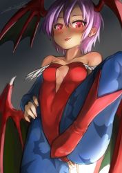 Rule 34 | 1girl, bat wings, breasts, cameltoe, head wings, highres, leotard, lilith aensland, looking at viewer, pantyhose, purple hair, red eyes, short hair, small breasts, solo, tongue, tongue out, umino hotate, vampire (game), wings