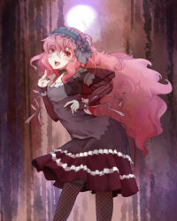 Rule 34 | 1girl, big hair, dress, fishnet thighhighs, fishnets, frills, headband, highres, long hair, open mouth, original, pantyhose, pink eyes, pink hair, quincy (steel heart), solo, thighhighs, wino, winu (hertrion)