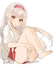 Rule 34 | 10s, 1girl, :o, absurdres, blush, commentary request, hairband, highres, japanese clothes, kantai collection, long hair, looking at viewer, natsu (sinker8c), panties, shoukaku (kancolle), solo, underwear, white background, white hair, white panties, yellow eyes