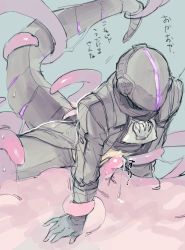 Rule 34 | 1boy, ascot, bondrewd, coat, erection, gloves, helmet, highres, long sleeves, made in abyss, male focus, restrained, simple background, solo focus, susume yagisawa, tail, tentacles, tentacle sex, tentacles, tentacles on male