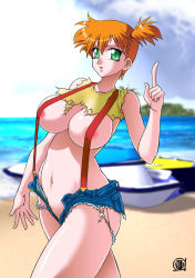 Rule 34 | beach, breasts, cleavage, creatures (company), curvy, game freak, lento (glamour works), misty (pokemon), nintendo, nipples, pokemon, suspenders, torn clothes