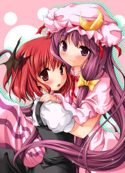 2girls blush female_focus koakuma long_hair multiple_girls patchouli_knowledge purple_eyes purple_hair red_eyes red_hair short_hair embodiment_of_scarlet_devil tilm touhou