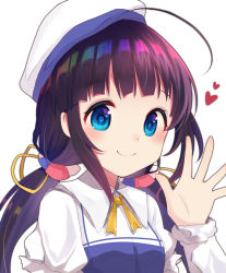 Rule 34 | 10s, 1girl, ahoge, blue eyes, hand up, hat, heart, highres, hinatsuru ai, long hair, looking at viewer, low twintails, rainbow, ryuuou no oshigoto!, shiarisu, sidelocks, smile, twintails, upper body