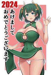 Rule 34 | 1girl, 2024, breasts, green hair, large breasts, smile, solo