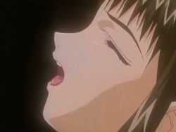 Rule 34 | 1girl, animated, animated gif, brown hair, closed eyes, implied sex, luv wave, mayumi (luv wave), open mouth, sex, simple background