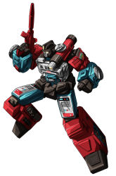 Rule 34 | autobot, bad id, bad twitter id, clenched hand, commentary, english commentary, glowing, glowing eyes, gun, highres, holding, holding gun, holding weapon, looking to the side, makoto ono, mecha, perceptor (transformers), robot, shoulder cannon, solo, transformers, weapon, white background, yellow eyes