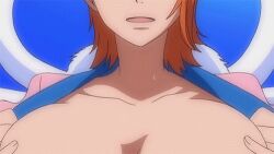 Rule 34 | animated, animated gif, anime screenshot, bon clay, bouncing breasts, breasts, large breasts, lowres, nami (one piece), non-web source, one piece, sweat