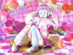 Rule 34 | 1girl, birthday, highres, horse water, long sleeves, looking at viewer, love live!, love live! nijigasaki high school idol club, medium hair, pink hair, solo, tennoji rina, yellow eyes