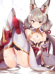 Rule 34 | 1girl, animal ears, ass, ass grab, blush, breasts, cat ears, cleavage, green eyes, highres, leotard, long hair, looking at viewer, medium breasts, nia (blade) (xenoblade), nia (xenoblade), omunight, small breasts, smile, solo, thighs, twintails, xenoblade chronicles (series), xenoblade chronicles 2