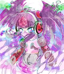 Rule 34 | 1girl, android, call (mighty no. 9), call d, hairband, headphones, joints, long hair, mighty no. 9, purple hair, robot, robot joints, solo, twintails