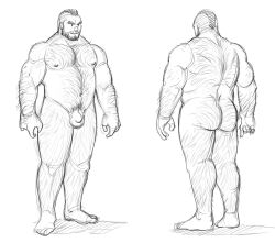 Rule 34 | 1boy, anatomy, arm hair, arrow (symbol), ass hair, bara, beard, belly, body hair, briefs, chest hair, collage, completely nude, facial hair, fat, fat man, flaccid, full body, greyscale, growlygruntz, hairy, how to, large pectorals, leg hair, male focus, male pubic hair, male underwear, mature male, monochrome, muscular, muscular male, navel hair, nipples, nude, original, pectorals, penis, pubic hair, short hair, sideburns, sketch, stomach, textless version, thick thighs, thighs, underwear