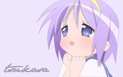 Rule 34 | 00s, character name, highres, hiiragi tsukasa, lucky star, purple background, simple background, solo, tagme, vector trace, wallpaper