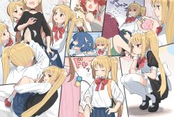 Rule 34 | + +, 6+girls, absurdres, ahoge, apron, bag, bare shoulders, begging, black choker, black footwear, black ribbon, black shirt, black skirt, black vest, blonde hair, blue hair, bocchi the rock!, bow, bowtie, choker, closed eyes, closed mouth, collared shirt, commentary, creature, cube hair ornament, doyagao, dress, drink, flying sweatdrops, from behind, from side, full body, gotoh hitori, gotoh hitori (octopus), green dress, hair ornament, hand on own cheek, hand on own face, hand on own hip, hand up, head out of frame, highres, hiroi kikuri, holding, holding creature, holding drink, hugging own legs, ijichi nijika, ijichi seika, jacket, kita ikuyo, knees up, long hair, long sleeves, looking back, looking to the side, maid apron, maid headdress, mameroku, medium hair, multicolored background, multiple girls, multiple views, one eye closed, open mouth, outside border, own hands together, pink hair, pink jacket, pink track suit, pleated skirt, pout, purple hair, red bow, red bowtie, red eyes, red hair, ribbon, school uniform, shaded face, shirt, shirt tucked in, shoes, siblings, side ponytail, sidelocks, sisters, skirt, smile, smug, sneakers, socks, spaghetti strap, squatting, star (symbol), sweat, sweatdrop, thighhighs, tongue, tongue out, upper body, v, vest, waving hands, white shirt, white socks, white thighhighs, yamada ryo