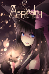 Rule 34 | 1girl, animal ears, black gloves, blue eyes, brown hair, cat ears, fang, gloves, hat, hat ribbon, kemonomimi mode, long hair, looking at viewer, open mouth, original, pink ribbon, r-ena, ribbon, slit pupils, smile, solo, witch, witch hat