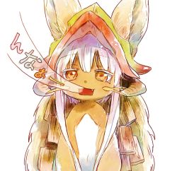 Rule 34 | 10s, artist request, brown eyes, rabbit, furry, grey hair, made in abyss, nanachi (made in abyss), open mouth