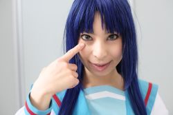 Rule 34 | ari (model), asakura ryouko, blue hair, cosplay, photo (medium), sailor, school uniform, serafuku, suzumiya haruhi no yuuutsu