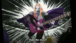 Rule 34 | 00s, animated, animated gif, blonde hair, cape, detroit metal city, facepaint, johannes krauser ii, lowres, makeup, multiple boys, subtitled, you gonna get raped