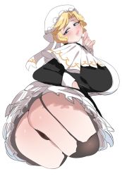 Rule 34 | 1girl, ass, blonde hair, highres, huge ass, lightsource, maid, maria (victoria maid maria no hoshi), panties, simple background, solo, underwear, victoria maid maria no hoshi