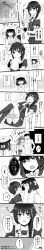 Rule 34 | 10s, 1boy, 3girls, absurdres, admiral (kancolle), black hair, braid, comic, female admiral (kancolle), gloves, greyscale, hair ornament, hairclip, highres, kantai collection, kongou (kancolle), long hair, long image, md5 mismatch, monochrome, multiple girls, personification, pleated skirt, school uniform, serafuku, shigure (kancolle), shouyu no otomo, single braid, skirt, tall image, translation request