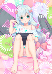 Rule 34 | 1girl, :o, absurdres, bare shoulders, blue eyes, blush, bow, collarbone, commentary request, eromanga sensei, hair bow, highres, holding, holding pen, izumi sagiri, large bow, long hair, looking at viewer, open mouth, panties, pen, pink bow, pink panties, shirt, short sleeves, silver hair, solo, stylus, tablet pc, teltelhousi, underwear, white shirt